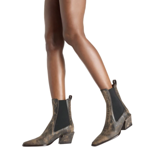 Bettina 50 Ankle Boots in Mud Vintage-Finish Leather - Image 6