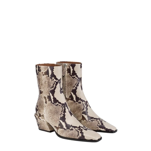 Bettina 50 Ankle Boots in Natural Python-Print Leather - Image 2