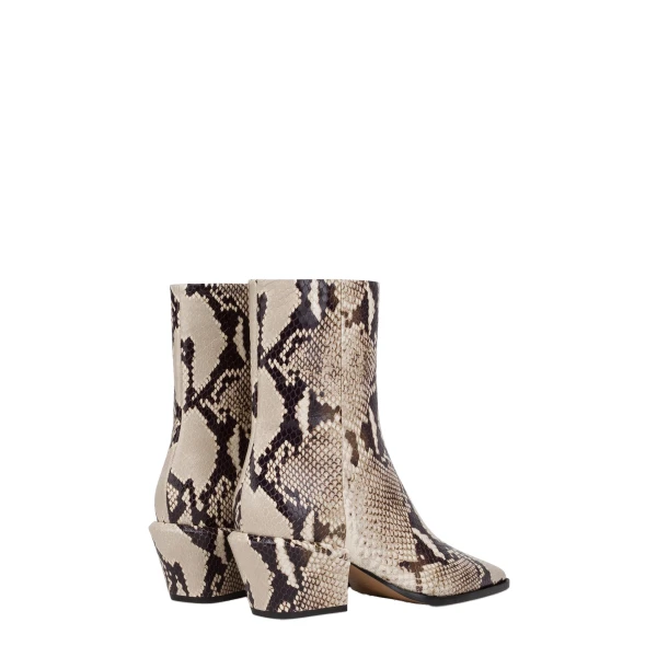 Bettina 50 Ankle Boots in Natural Python-Print Leather - Image 3