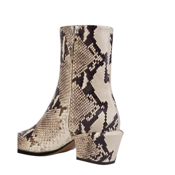 Bettina 50 Ankle Boots in Natural Python-Print Leather - Image 5