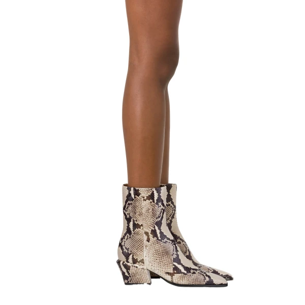 Bettina 50 Ankle Boots in Natural Python-Print Leather - Image 6