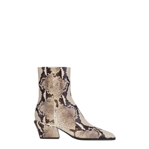 Paris Texas Bettina 50 Ankle Boots in Natural Python-Print Leather