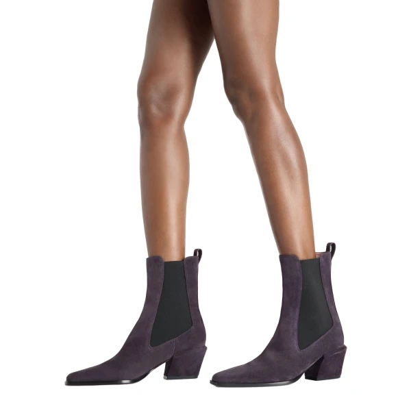 Bettina 50 Ankle Boots in Violet Black Suede - Image 6