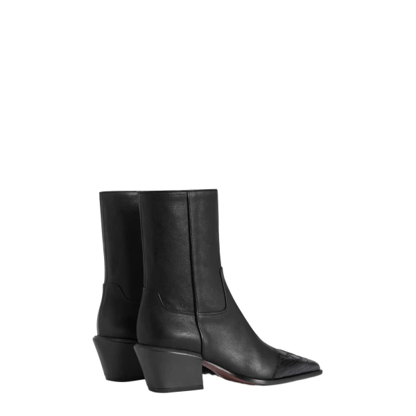 Bettina 50 Western Ankle Boots in Black Leather - Image 3
