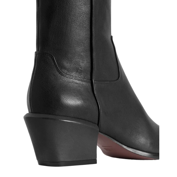 Bettina 50 Western Ankle Boots in Black Leather - Image 4
