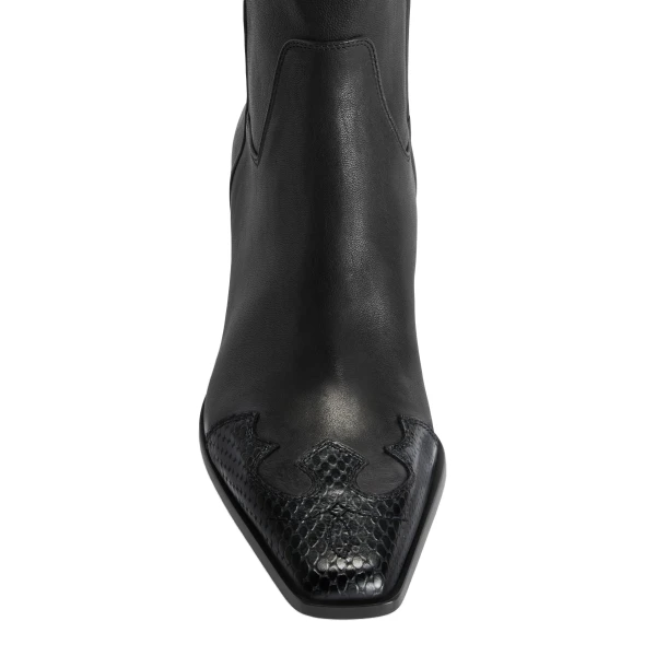 Bettina 50 Western Ankle Boots in Black Leather - Image 5