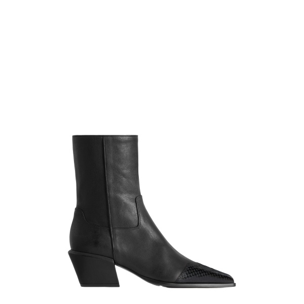 Paris Texas Bettina 50 Western Ankle Boots in Black Leather