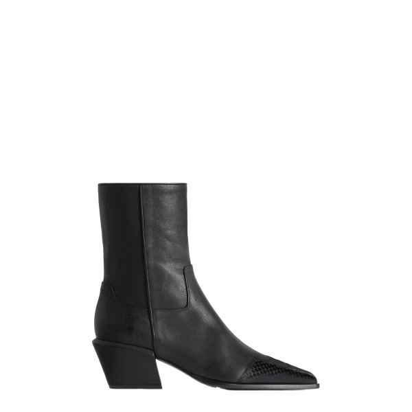Paris Texas Bettina 50 Western Ankle Boots in Black Leather