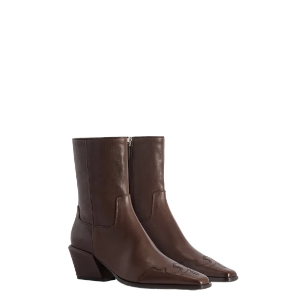 Bettina 50 Western Ankle Boots in Ebano Leather - Image 2