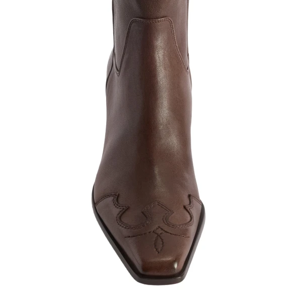 Bettina 50 Western Ankle Boots in Ebano Leather - Image 5
