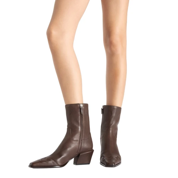 Bettina 50 Western Ankle Boots in Ebano Leather - Image 6
