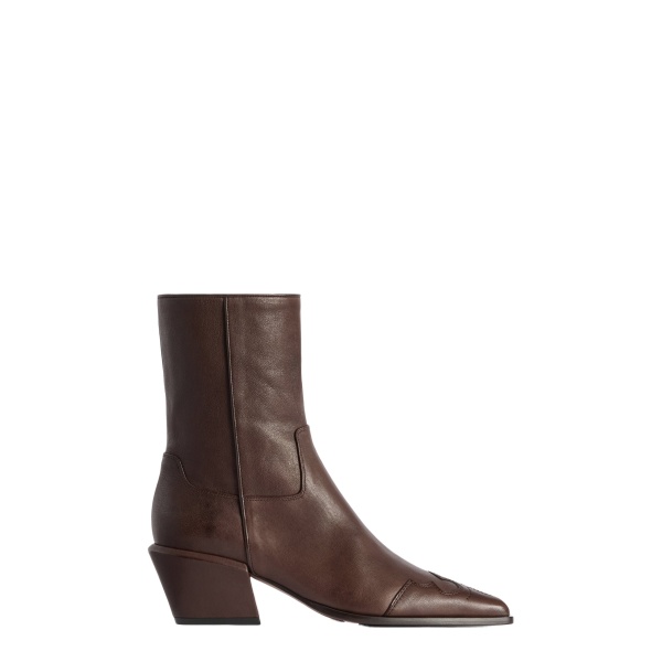 Paris Texas Bettina 50 Western Ankle Boots in Ebano Leather