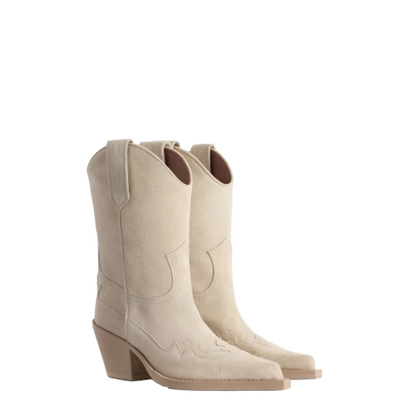 Dakota 60 Midcalf Embroidered Boots in Angora Suede - Image 2