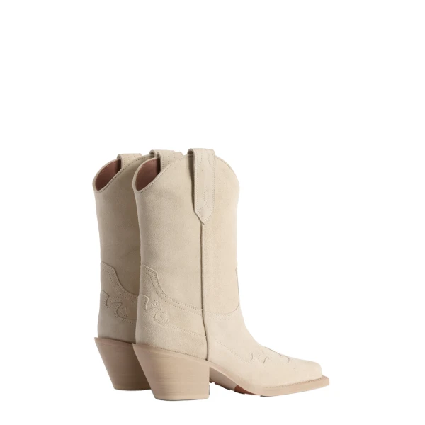 Dakota 60 Midcalf Embroidered Boots in Angora Suede - Image 3