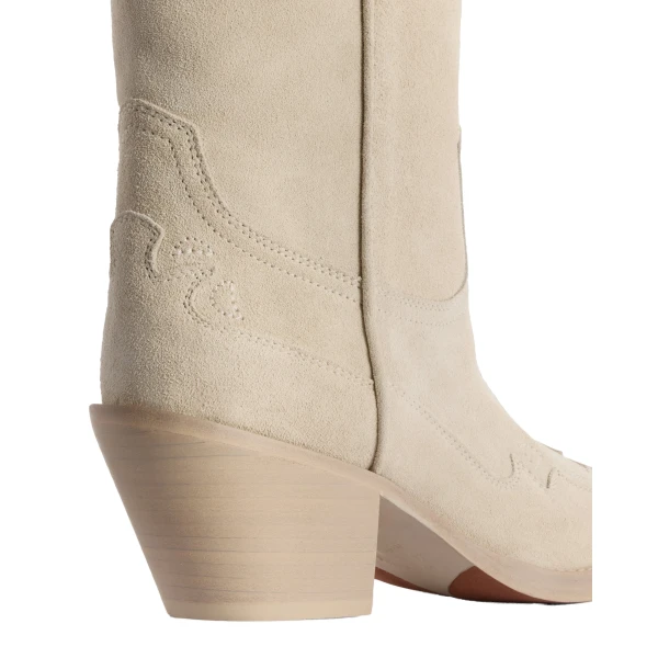 Dakota 60 Midcalf Embroidered Boots in Angora Suede - Image 4