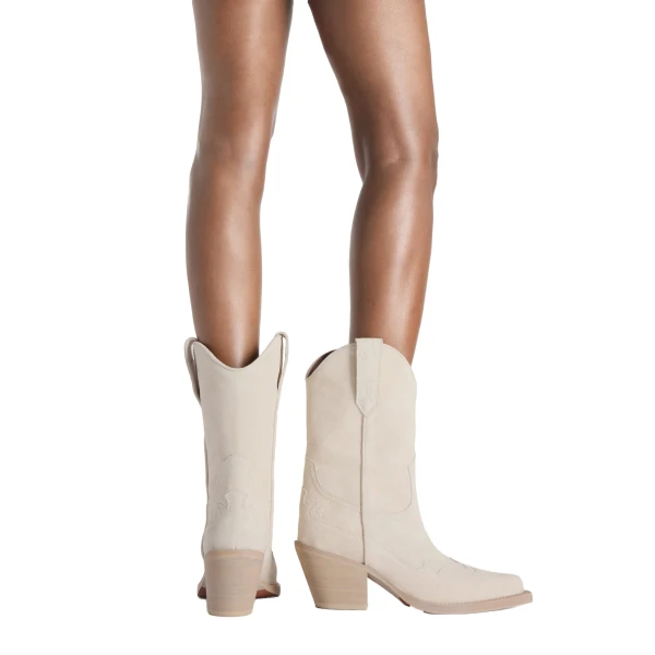 Dakota 60 Midcalf Embroidered Boots in Angora Suede - Image 6