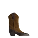 Paris Texas Dakota 60 Midcalf Embroidered Boots in Tundra and Ebano Leather and Suede