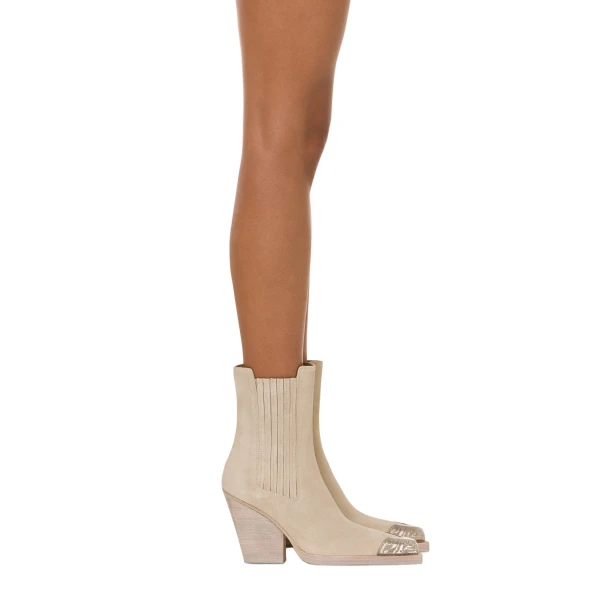 Dallas 100 Embellished Toe Ankle Boots in Angora Suede - Image 6
