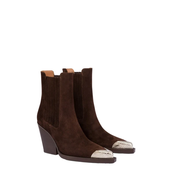 Dallas 100 Embellished Toe Ankle Boots in Cioccolato Suede - Image 2
