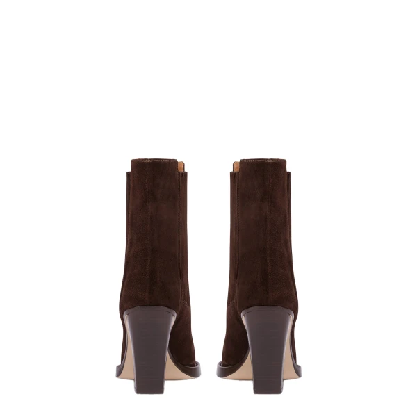 Dallas 100 Embellished Toe Ankle Boots in Cioccolato Suede - Image 4