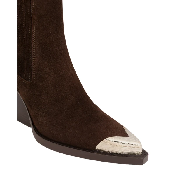 Dallas 100 Embellished Toe Ankle Boots in Cioccolato Suede - Image 5