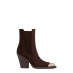 Paris Texas Dallas 100 Embellished Toe Ankle Boots in Cioccolato Suede
