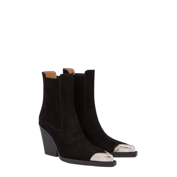 Dallas 100 Embellished Toe Ankle Boots in Off Black Suede - Image 2