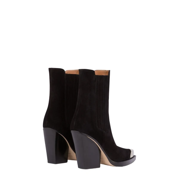 Dallas 100 Embellished Toe Ankle Boots in Off Black Suede - Image 3
