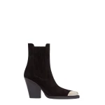 Paris Texas Dallas 100 Embellished Toe Ankle Boots in Off Black Suede