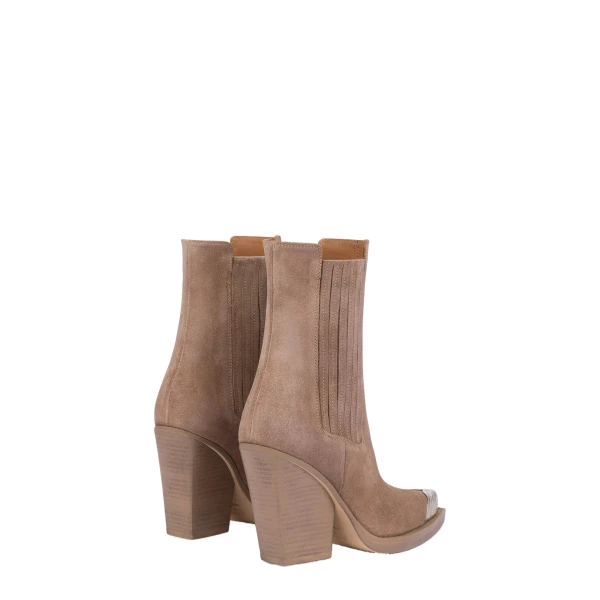 Dallas 100 Embellished Toe Ankle Boots in Taupe Suede - Image 3