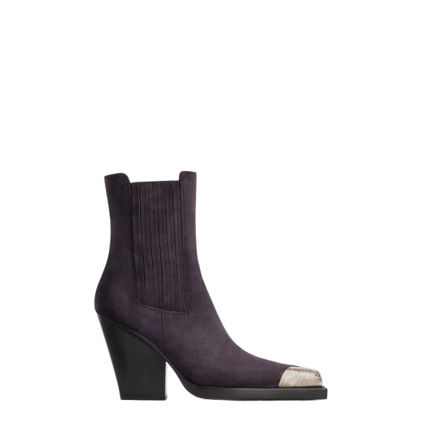 Paris Texas Dallas 100 Embellished Toe Ankle Boots in Violet Black Suede