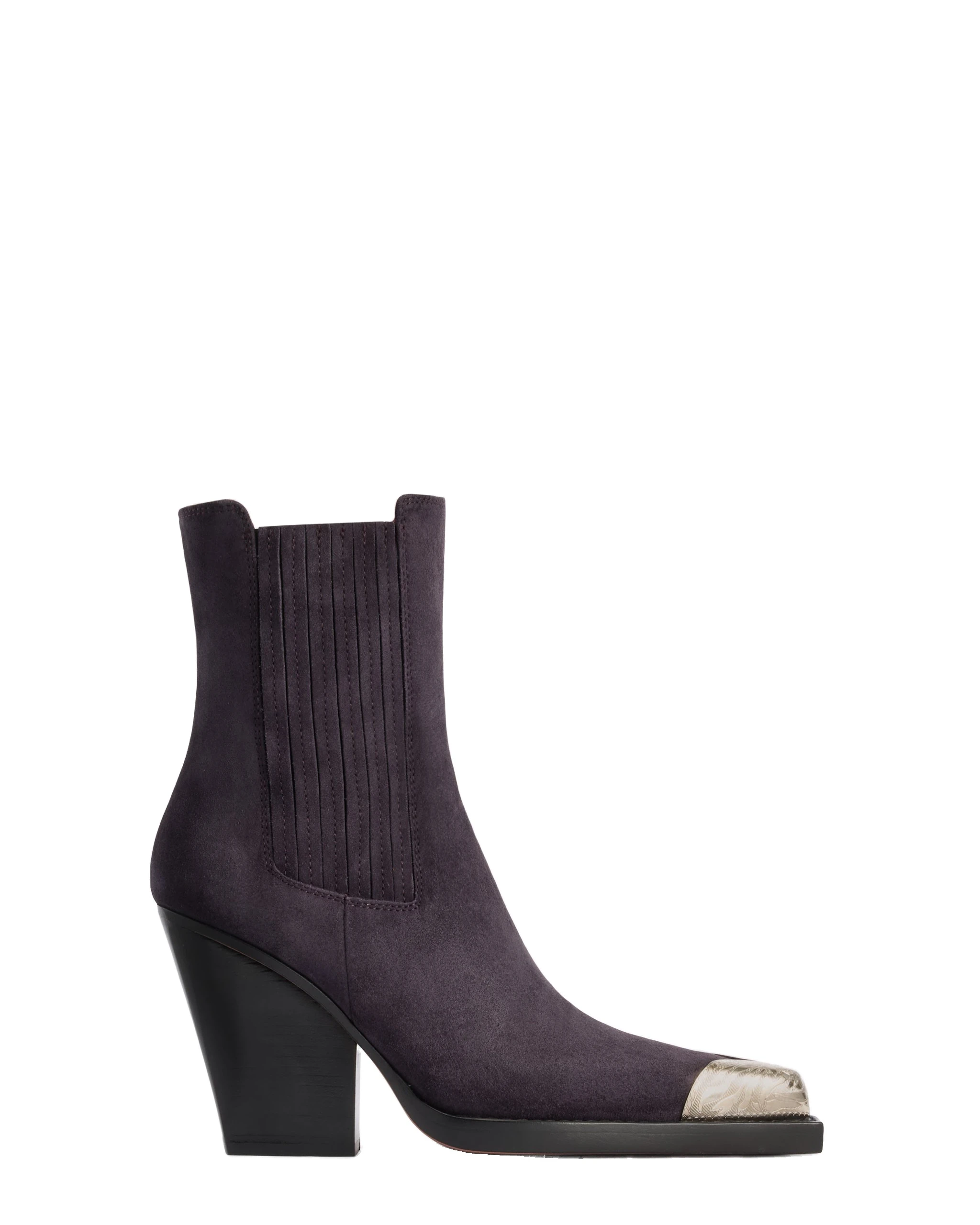 Paris Texas Dallas 100 Ankle Boots in Violet Black | Luxury Shoes Paris Texas Dallas 100 Embellished Toe Ankle Boots in Violet Black Suede