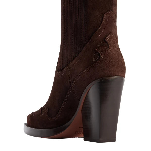 Dallas 100 Embroidered Ankle Boots in Cioccolato Suede - Image 4