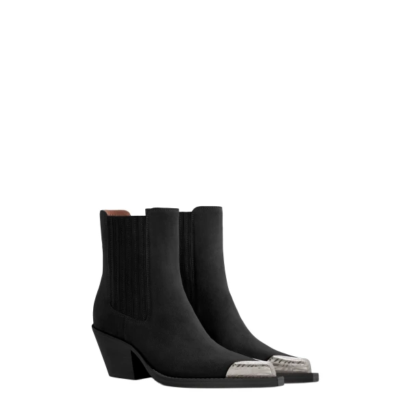Dallas 60 Embellished Toe Ankle Boots in Black Suede - Image 2