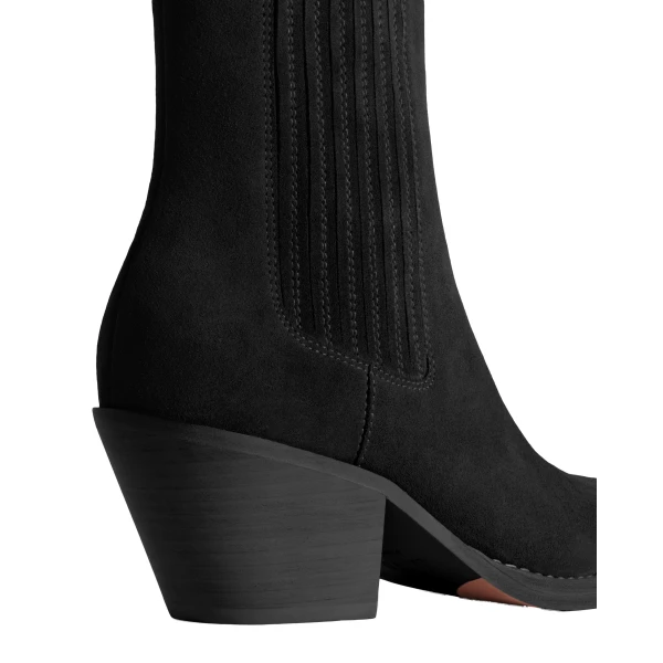 Dallas 60 Embellished Toe Ankle Boots in Black Suede - Image 4