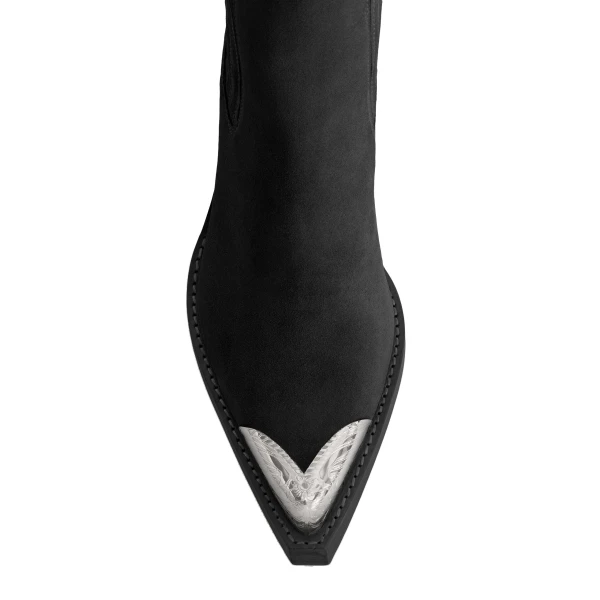 Dallas 60 Embellished Toe Ankle Boots in Black Suede - Image 5