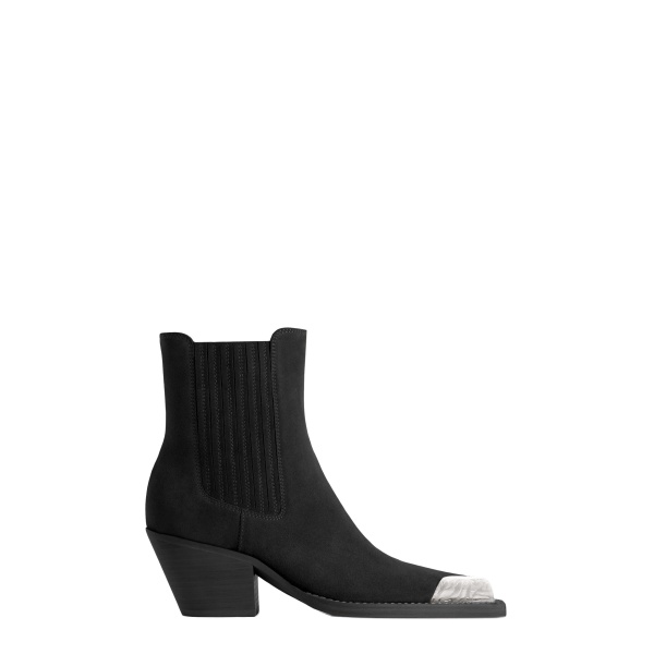 Paris Texas Dallas 60 Embellished Toe Ankle Boots in Black Suede