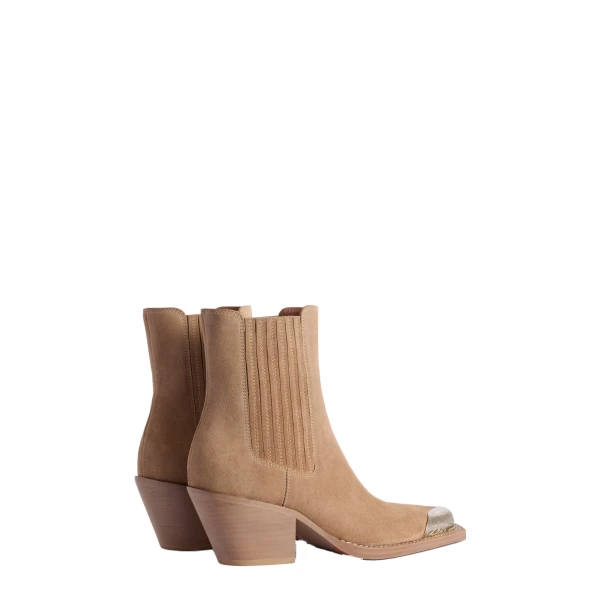 Dallas 60 Embellished Toe Ankle Boots in Taupe Suede - Image 3
