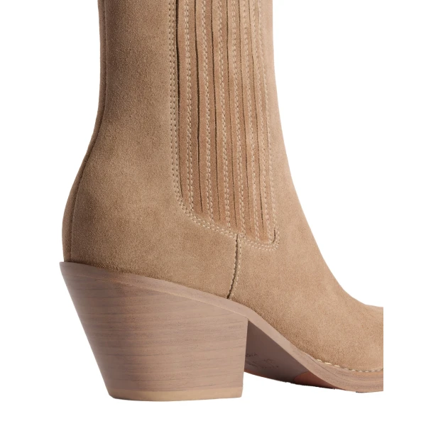 Dallas 60 Embellished Toe Ankle Boots in Taupe Suede - Image 4