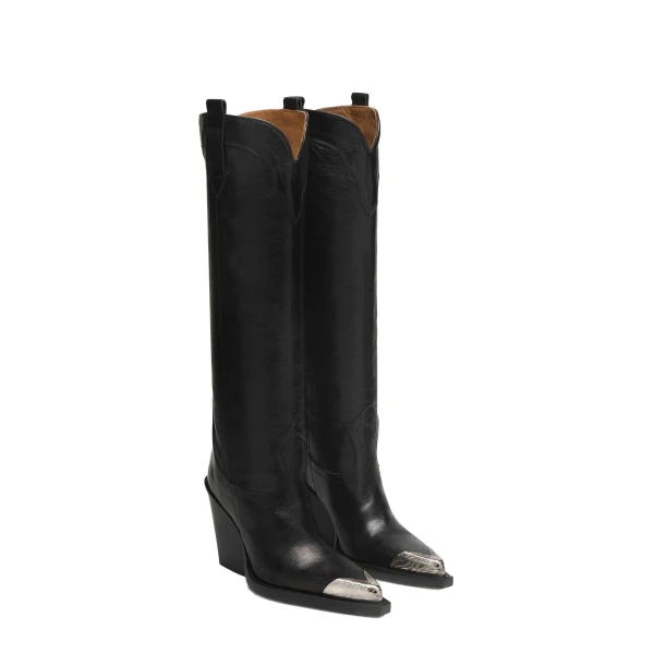 El Dorado 100 Embellished Toe Boots in Black Leather - Image 2