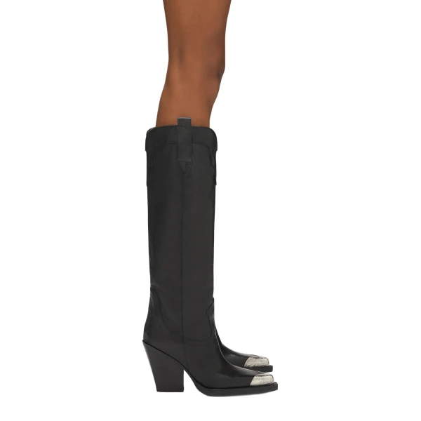 El Dorado 100 Embellished Toe Boots in Black Leather - Image 6