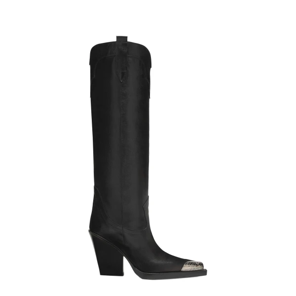 Paris Texas El Dorado 100 Embellished Toe Boots in Black Leather