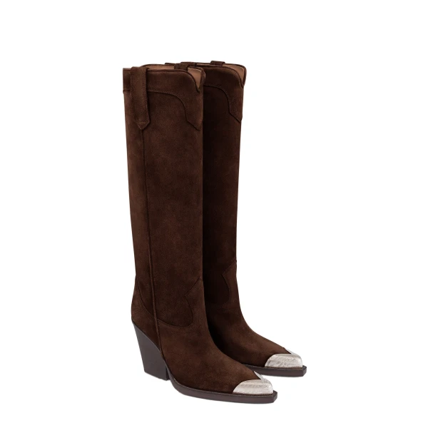 El Dorado 100 Embellished Toe Boots in Cioccolato Suede PX1814XV003 - Image 2