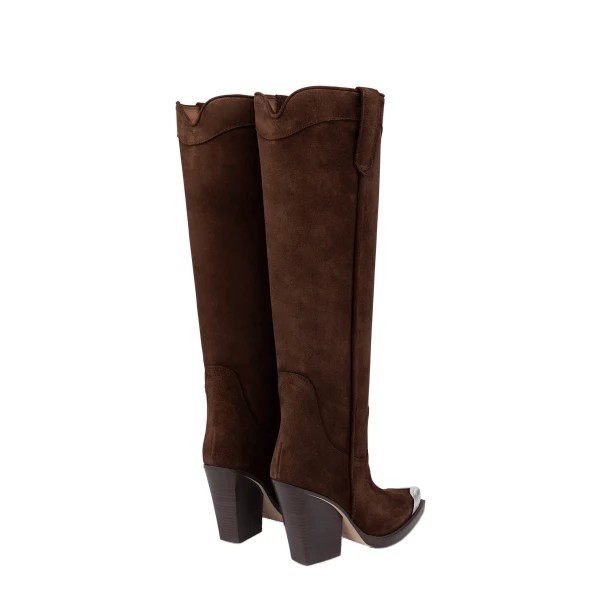 El Dorado 100 Embellished Toe Boots in Cioccolato Suede PX1814XV003 - Image 3