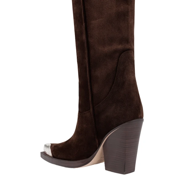 El Dorado 100 Embellished Toe Boots in Cioccolato Suede PX1814XV003 - Image 5