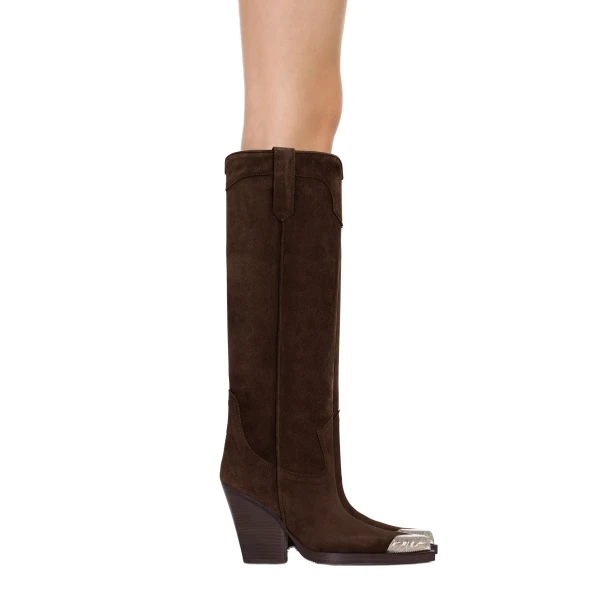El Dorado 100 Embellished Toe Boots in Cioccolato Suede PX1814XV003 - Image 6