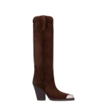 Paris Texas El Dorado 100 Embellished Toe Boots in Cioccolato Suede PX1814XV003