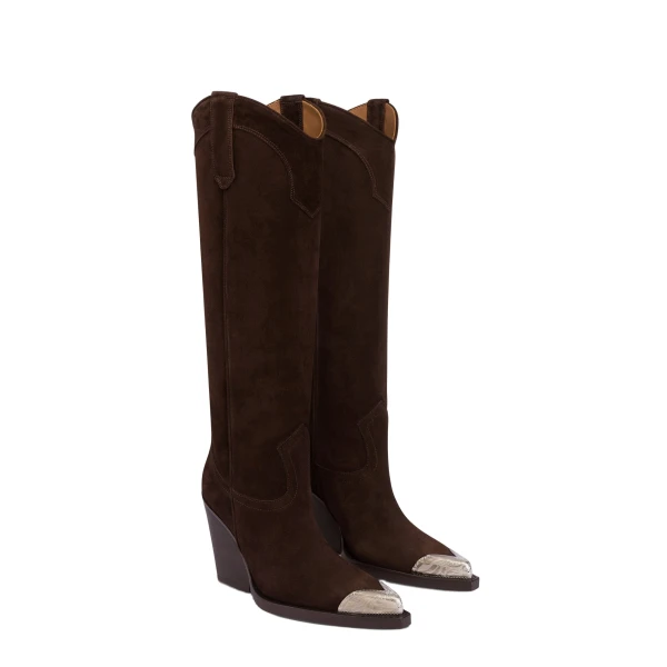 El Dorado 100 Embellished Toe Boots in Cioccolato Suede PX965XV003 - Image 2