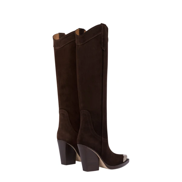 El Dorado 100 Embellished Toe Boots in Cioccolato Suede PX965XV003 - Image 3