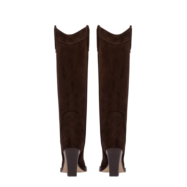 El Dorado 100 Embellished Toe Boots in Cioccolato Suede PX965XV003 - Image 4